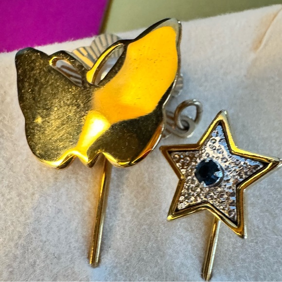 Vintage Avon Starshine stick pins gold-toned star blue rhinestone center & 🦋Pin - Picture 3 of 5